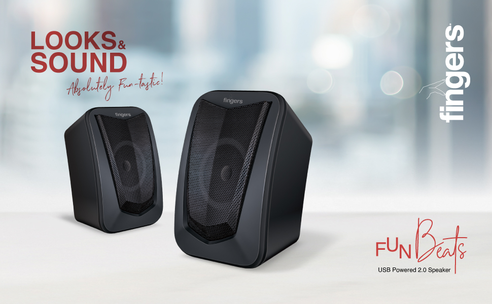 FINGERS FunBeats USB Multimedia Speaker (6 W 2.0 Channel | Volume Controller | Powerful Bass | Black